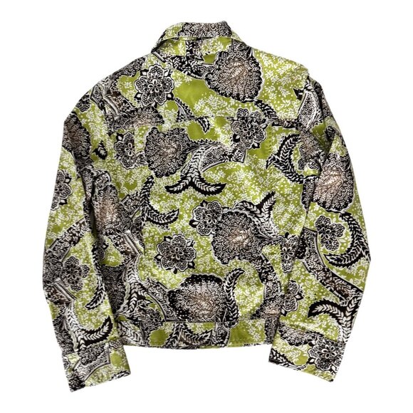 Charter Club Floral Paisley Button Down Shirt Jacket Green Brown Women’s Size S - Picture 3 of 4